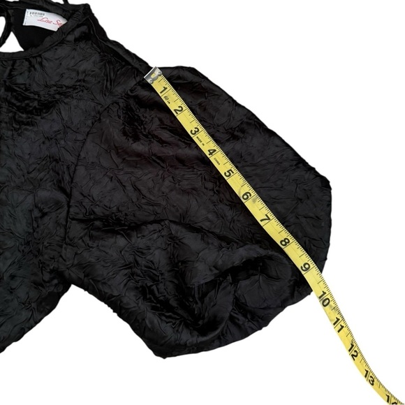 Lisa Says Gah Gwen Midi Open Back Balloon Sleeve Dress Size XS Elastic Black Tie - Picture 5 of 7